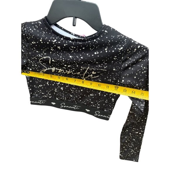 Sonneti Black & White Speckled Long Sleeve Cropped Top Girls Size 8/10 - Picture 4 of 4